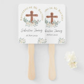 Éventail Baptême floral blanc (Devant et derrière)