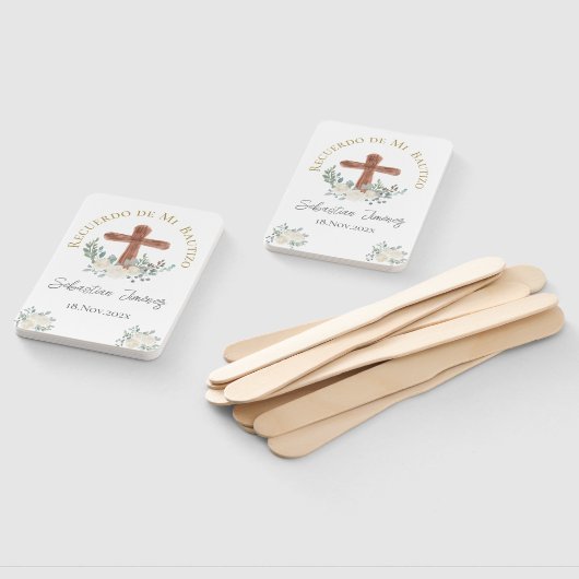 Éventail Baptême floral blanc (Non-assemblé)