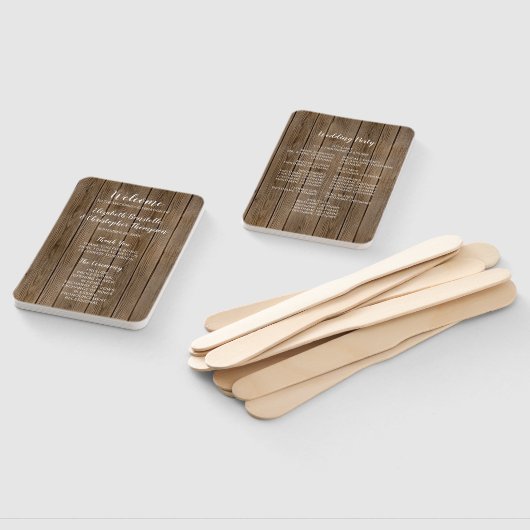 Éventail Barn Wood Rustic Calligraphy Programme de mariage (Non-assemblé)