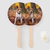 Éventail Basenji en automne Feuilles automne Inspiration (Devant et derrière)
