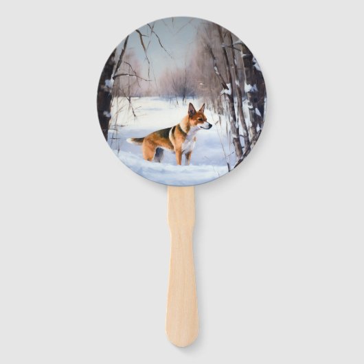 Éventail Basenji Laisser neiger Noël (Dos)