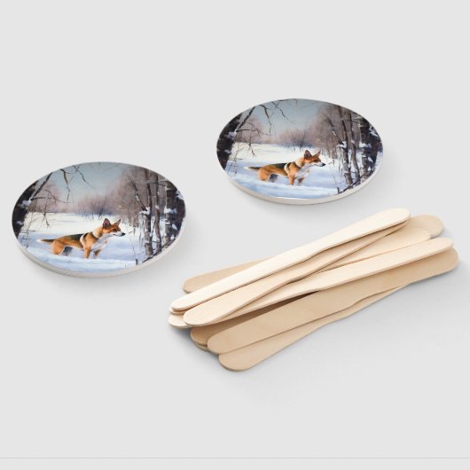 Éventail Basenji Laisser neiger Noël (Non-assemblé)