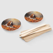 Éventail Basset Hound à l'automne Leaves automne Inspire (Non-assemblé)