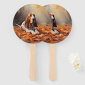 Éventail Basset Hound à l'automne Leaves automne Inspire (Devant et derrière)