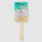 Éventail beach | Programme de mariage turquoise Ventilateur (Devant)