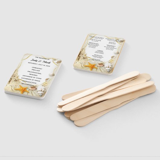 Éventail Beach Sand Castle Programme de mariage Ventilateur (Non-assemblé)