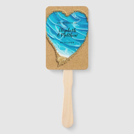 Éventail Beach Sand Heart Seashore Mariage (Devant)