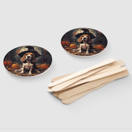 Éventail Beagle Citrouille Halloween effroi (Non-assemblé)