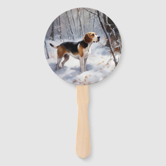 Éventail Beagle Laisser Neige Noël (Devant)