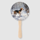 Éventail Beagle Noël sous la neige (Dos)