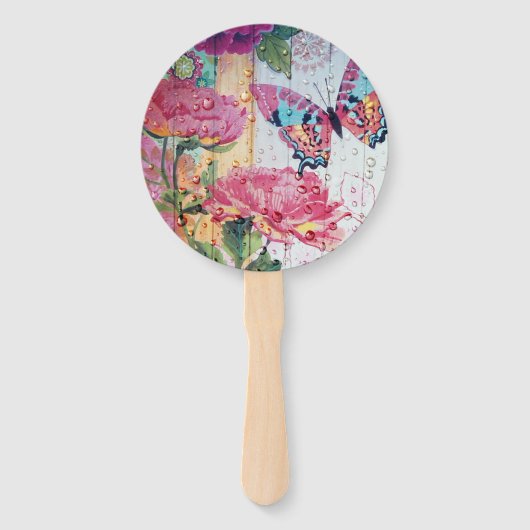 Éventail Beau papillon et fleurs (Dos)