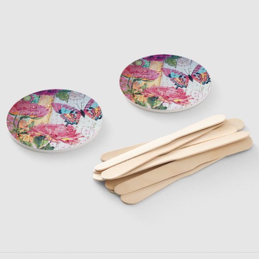 Éventail Beau papillon et fleurs (Non-assemblé)