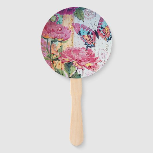 Éventail Beau papillon et fleurs (Devant)