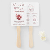 Éventail Beau programme de mariage de fleurs d'aquarelle (Devant et derrière)