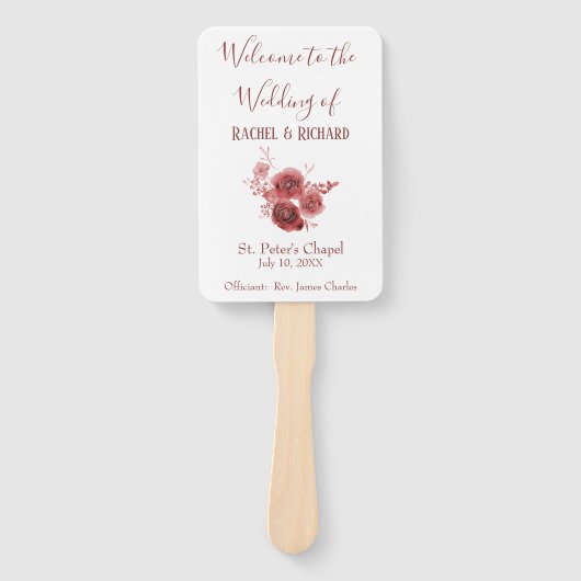 Éventail Beau programme de mariage de fleurs d'aquarelle (Devant)