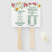 Éventail Beau programme de mariage de fleurs de printemps (Devant et derrière)