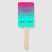 Éventail Beau programme de mariage rose et bleu ombre (Dos)