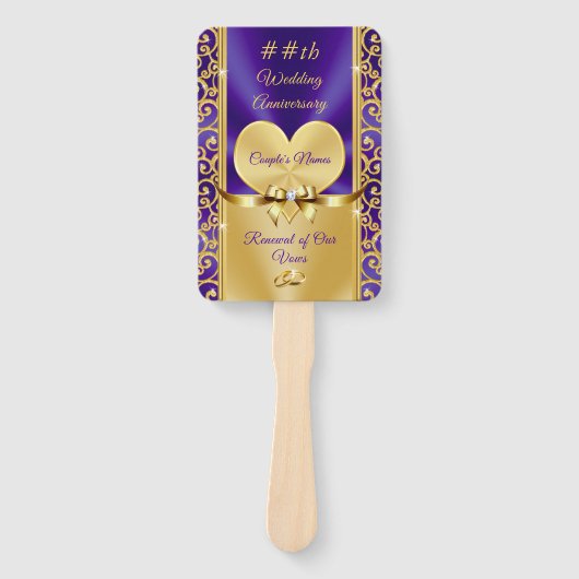 Éventail Beau violet et or Anniversaire du programme Fans (Devant)