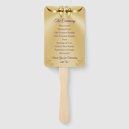 Éventail Beau violet et or Anniversaire du programme Fans (Dos)