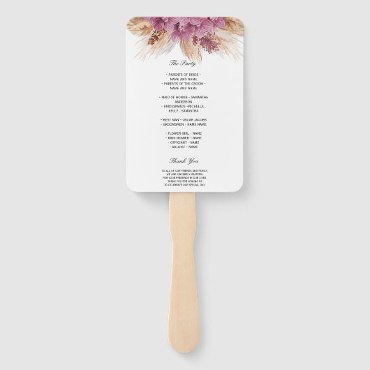 Éventail Beauté élégante moderne Orchidée rose & Pampas & O (Dos)