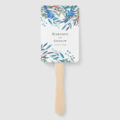 Éventail Beaux Oiseaux à l'aquarelle & Menu de Mariage avec (Dos)