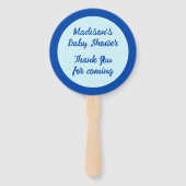 Éventail Bébé bleu Papillons et Baby shower de fleurs (Dos)