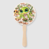 Éventail Bébé Geckos jote personnages de dessin (Devant)