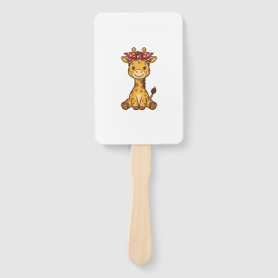 Éventail Bébé girafe mignon avec noeud papillon design vect