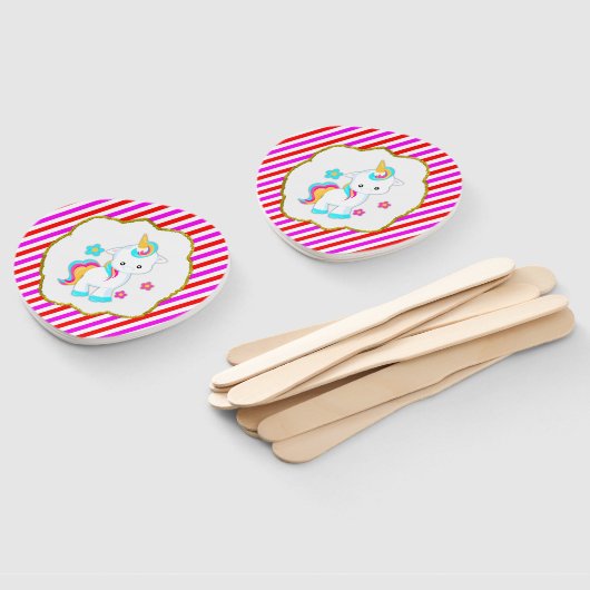 Éventail Bébé licorne, Bonbons rayures (Non-assemblé)