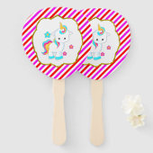 Éventail Bébé licorne, Bonbons rayures (Devant et derrière)