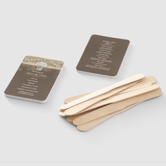 Éventail Bébé's Breath Mason Jar Rustic Wedding Programme (Non-assemblé)