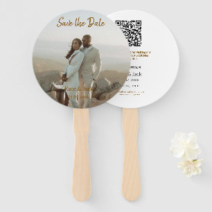 ÉVENTAIL BEIGE CLASSIQUE ÉLÉGANT COUPLE AJOUTER QR ENREGIST
