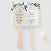 Éventail Beige Ivory Boho Arch programme de mariage botaniq (Devant et derrière)