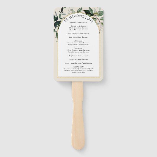 Éventail Beige Ivory Boho Arch programme de mariage botaniq (Dos)