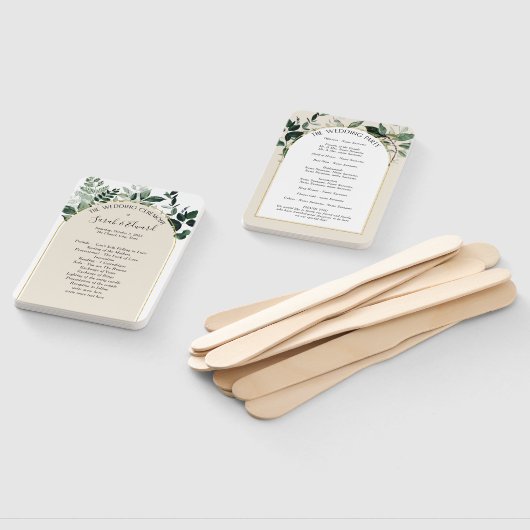 Éventail Beige Ivory Boho Arch programme de mariage botaniq (Non-assemblé)