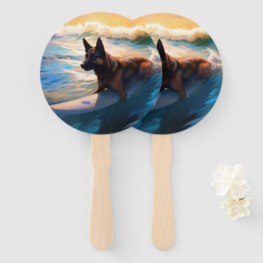Éventail Belge Shepherd Beach Surf Peinture (Devant et derrière)