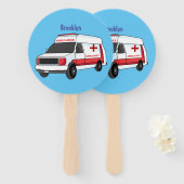 Éventail Belle ambulance rouge caricature van (Devant et derrière)