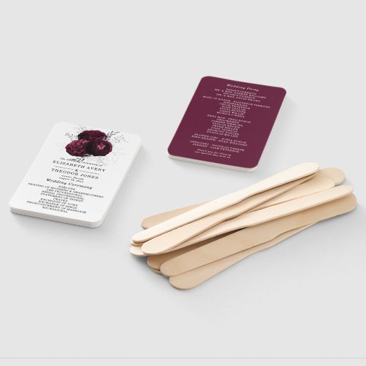 Éventail Belle Bourgogne Floral Programme de mariage (Non-assemblé)