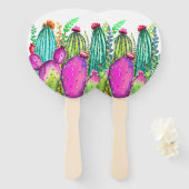 Éventail Belle Couleur Fleurs de Cactus - Dessin (Devant et derrière)