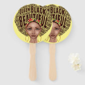 Éventail Belle Femme noire forte afrocentrique (Devant et derrière)