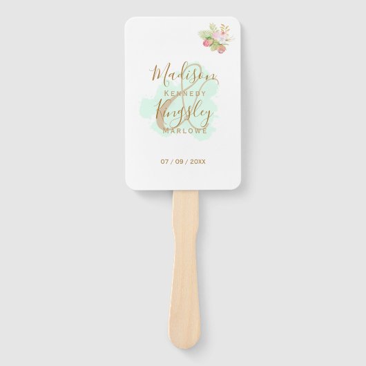 Éventail Belle Lime Green 💚 Botanique Boho Mariage (Devant)