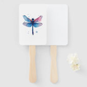 Éventail Belle Nature Motif Graphique Coloré Libellule (Devant et derrière)