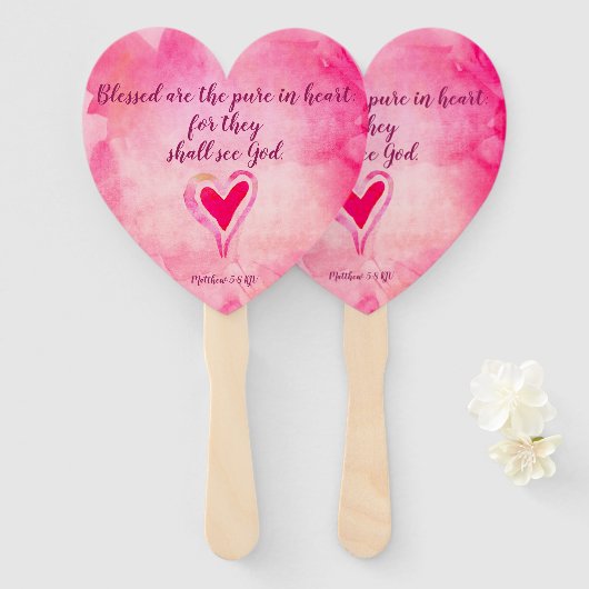 Éventail Bénis soient les purs dans le coeur - Matthieu 5:8 (Devant et derrière)