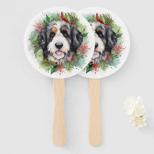 Éventail Bernedoodle Christmas Wreath Festive Pup
