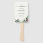 Éventail Berries d'hiver & Pine Programme de mariage vert (Devant)