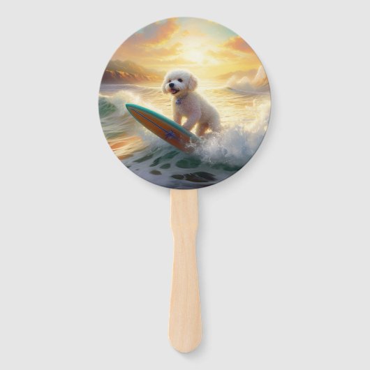 Éventail Bichon Frise Beach Plage Surf Peinture (Devant)