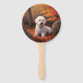 Éventail Bichon Frise en automne Feuilles automne Inspire (Dos)