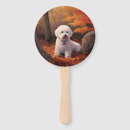 Éventail Bichon Frise en automne Feuilles automne Inspire (Dos)