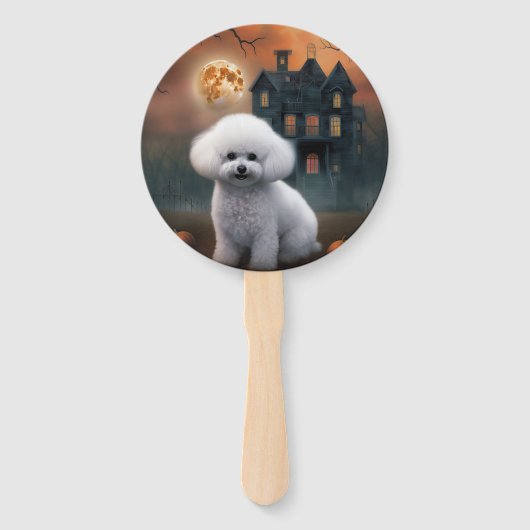Éventail Bichon Frise Halloween effroi (Dos)