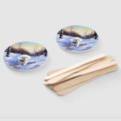 Éventail Bichon Frise Laisser neiger Noël (Non-assemblé)